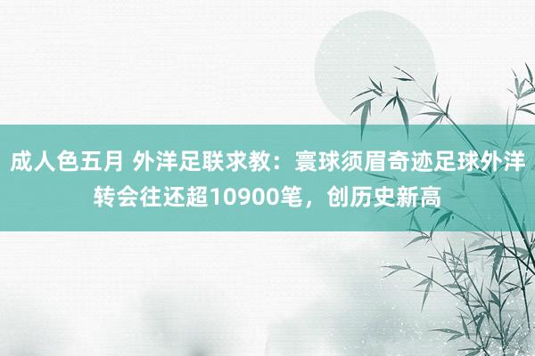 成人色五月 外洋足联求教：寰球须眉奇迹足球外洋转会往还超10900笔，创历史新高