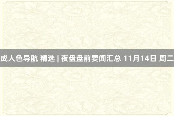 成人色导航 精选 | 夜盘盘前要闻汇总 11月14日 周二