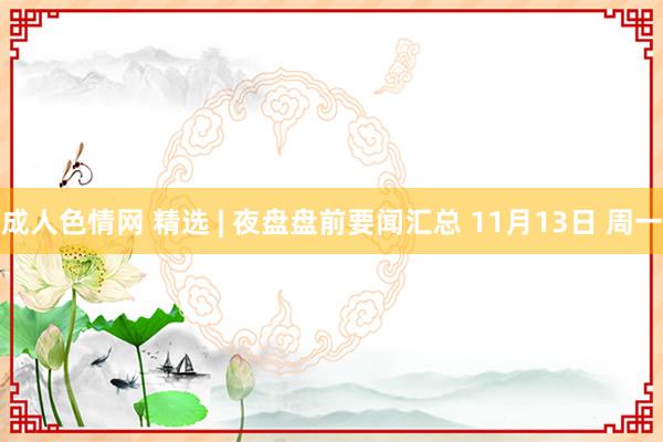 成人色情网 精选 | 夜盘盘前要闻汇总 11月13日 周一