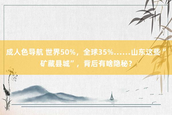 成人色导航 世界50%，全球35%……山东这些“矿藏县城”，背后有啥隐秘？