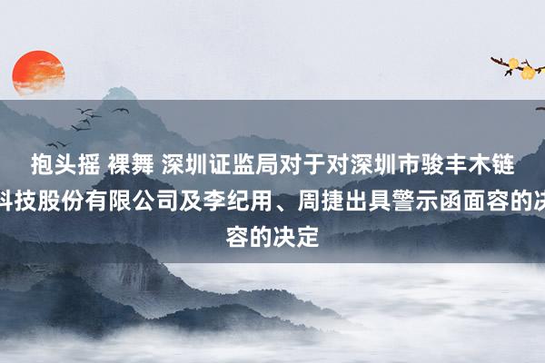 抱头摇 裸舞 深圳证监局对于对深圳市骏丰木链网科技股份有限公司及李纪用、周捷出具警示函面容的决定