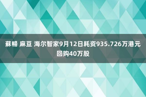 蘇暢 麻豆 海尔智家9月12日耗资935.726万港元回购40万股