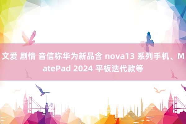 文爱 剧情 音信称华为新品含 nova13 系列手机、MatePad 2024 平板迭代款等