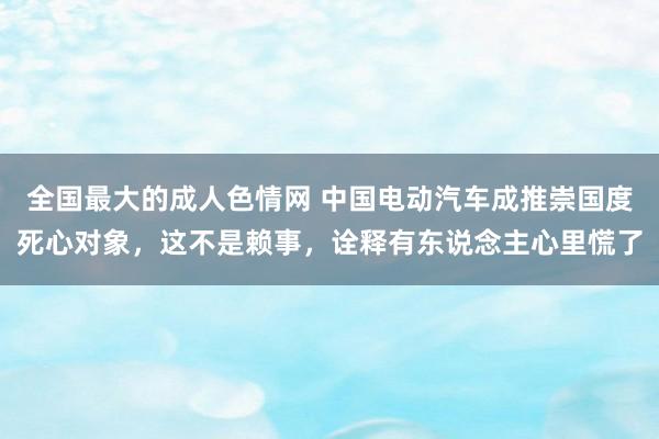 全国最大的成人色情网 中国电动汽车成推崇国度死心对象，这不是赖事，诠释有东说念主心里慌了