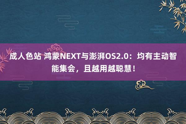 成人色站 鸿蒙NEXT与澎湃OS2.0：均有主动智能集会，且越用越聪慧！