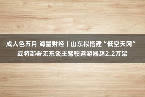 成人色五月 海量财经丨山东拟搭建“低空天网” 或将部署无东谈主驾驶遨游器超2.2万架