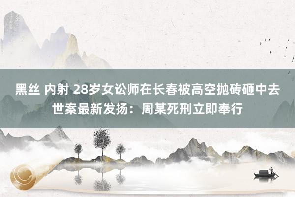 黑丝 内射 28岁女讼师在长春被高空抛砖砸中去世案最新发扬：周某死刑立即奉行