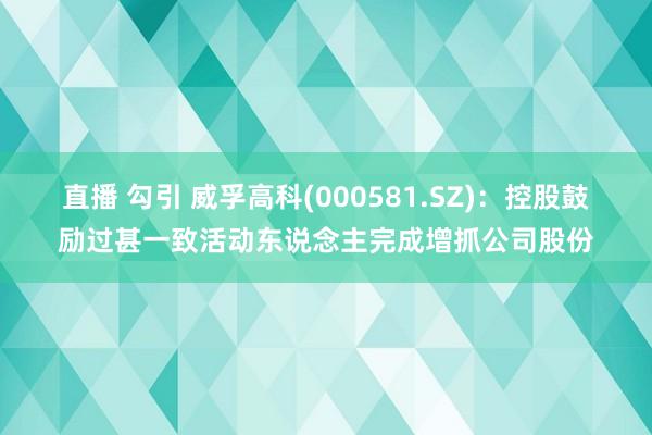 直播 勾引 威孚高科(000581.SZ)：控股鼓励过甚一致活动东说念主完成增抓公司股份