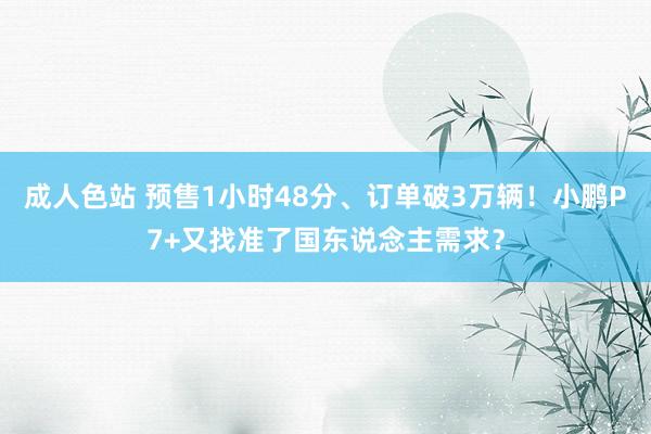 成人色站 预售1小时48分、订单破3万辆！小鹏P7+又找准了国东说念主需求？