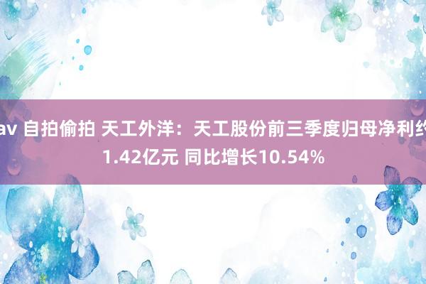 av 自拍偷拍 天工外洋：天工股份前三季度归母净利约1.42亿元 同比增长10.54%