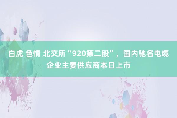 白虎 色情 北交所“920第二股”，国内驰名电缆企业主要供应商本日上市