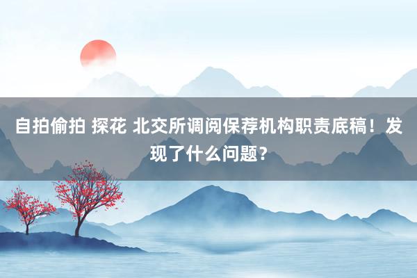 自拍偷拍 探花 北交所调阅保荐机构职责底稿！发现了什么问题？