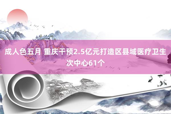 成人色五月 重庆干预2.5亿元打造区县域医疗卫生次中心61个