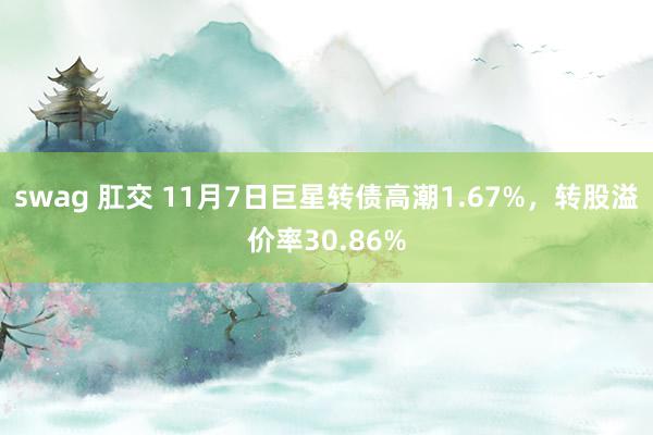 swag 肛交 11月7日巨星转债高潮1.67%，转股溢价率30.86%