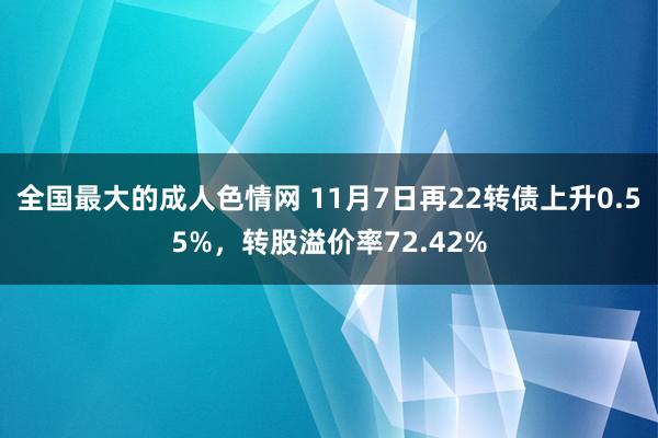 全国最大的成人色情网 11月7日再22转债上升0.55%，转股溢价率72.42%