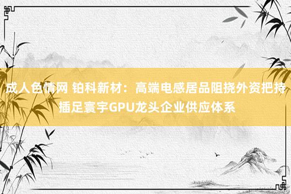 成人色情网 铂科新材：高端电感居品阻挠外资把持 插足寰宇GPU龙头企业供应体系