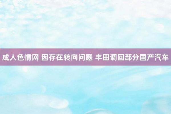 成人色情网 因存在转向问题 丰田调回部分国产汽车