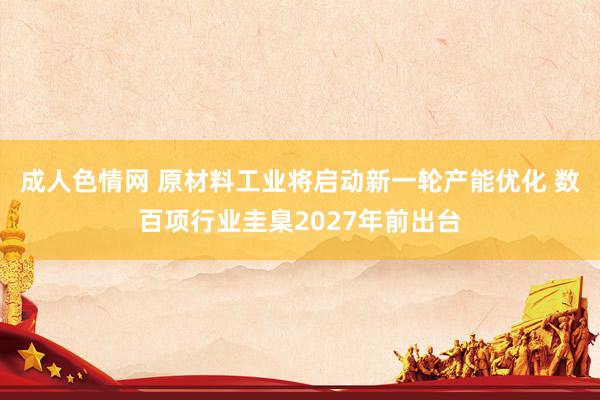 成人色情网 原材料工业将启动新一轮产能优化 数百项行业圭臬2027年前出台