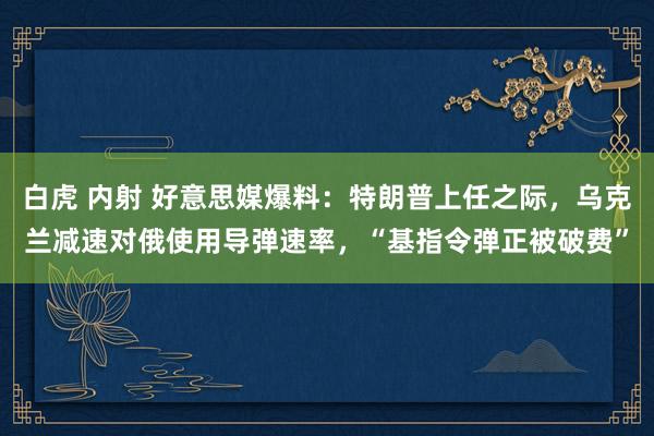 白虎 内射 好意思媒爆料：特朗普上任之际，乌克兰减速对俄使用导弹速率，“基指令弹正被破费”