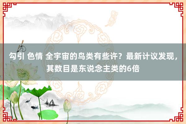 勾引 色情 全宇宙的鸟类有些许？最新计议发现，其数目是东说念主类的6倍